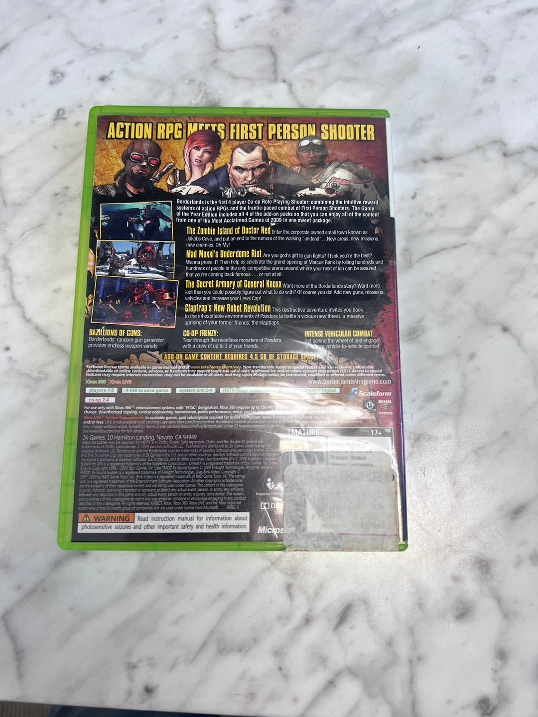 Borderlands Game of the Year Edition Xbox 360 CASE & MANUAL ONLY CO21226