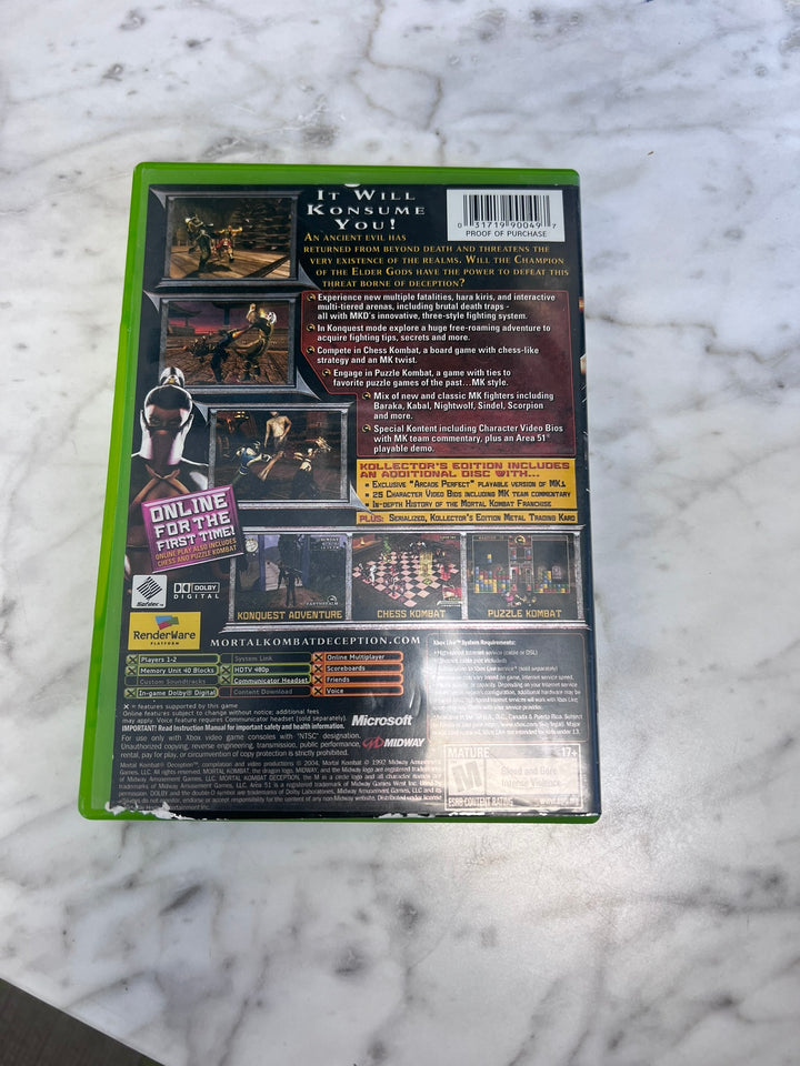 Mortal Kombat Deception Kollector's Edition Xbox 360 CASE & MANUAL ONLY CO21226