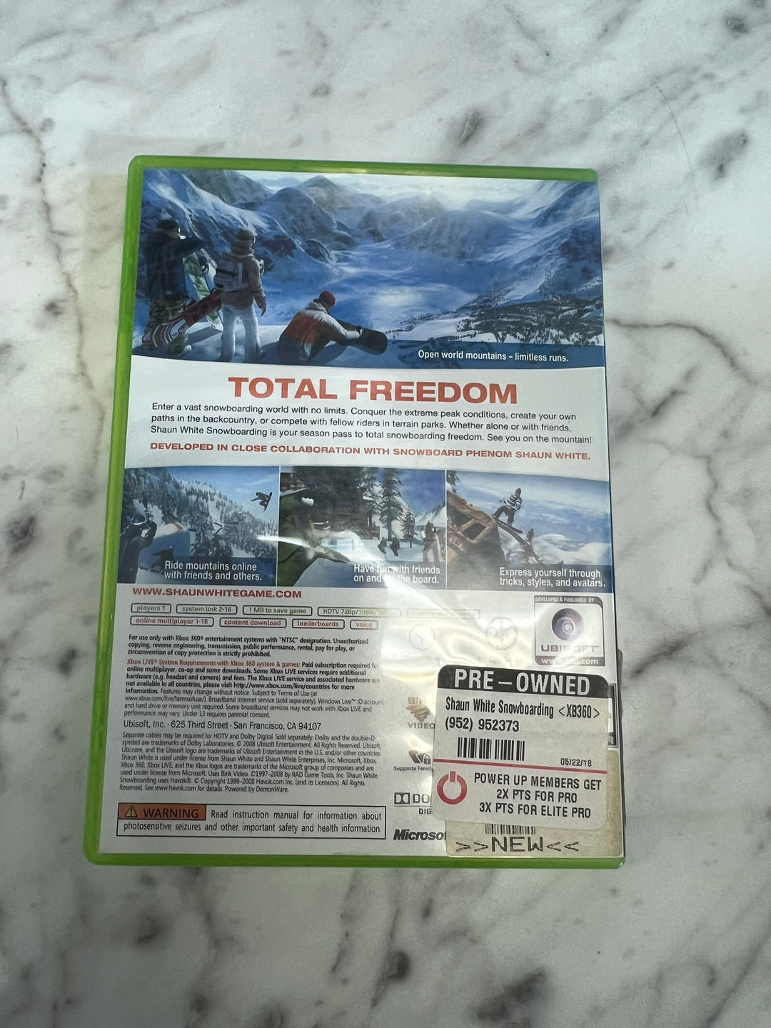 Shaun White Snowboarding Xbox 360 CASE & MANUAL ONLY CO21226