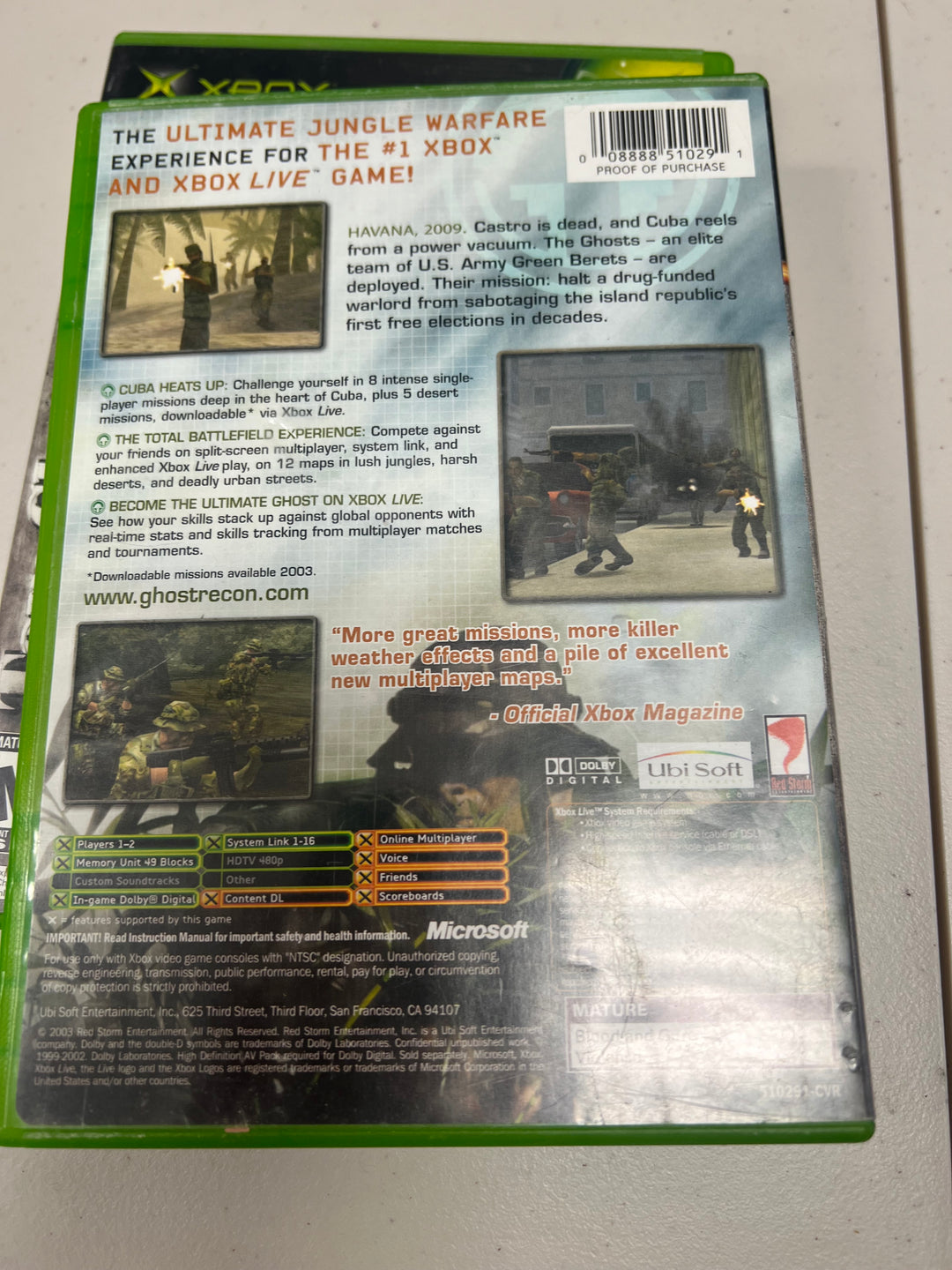 Tom Clancy's Ghost Recon Island Thunder for Original Microsoft Xbox in case. Tested and Working.     m7124