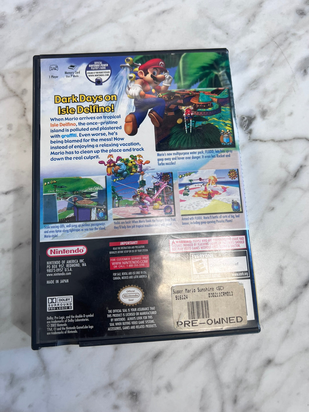 Super Mario Sunshine (Player's Choice) Nintendo Gamecube CASE ONLY CO21226