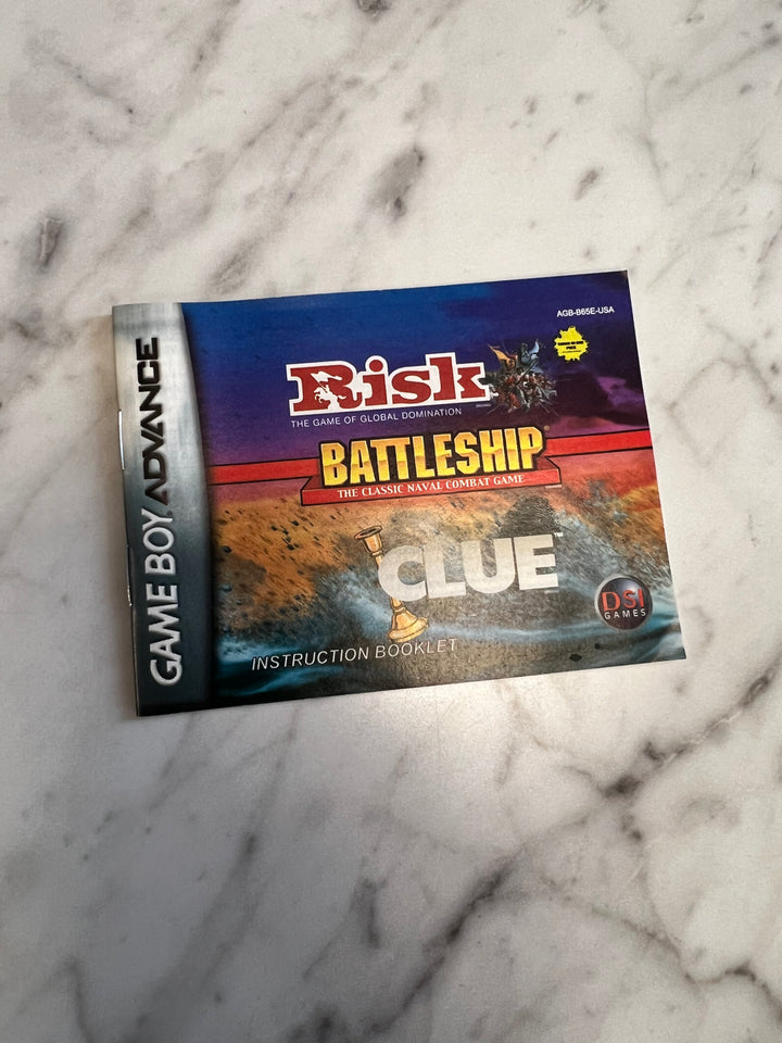 Risk / Battleship / Clue Gameboy Advance GBA MANUAL ONLY MO92424