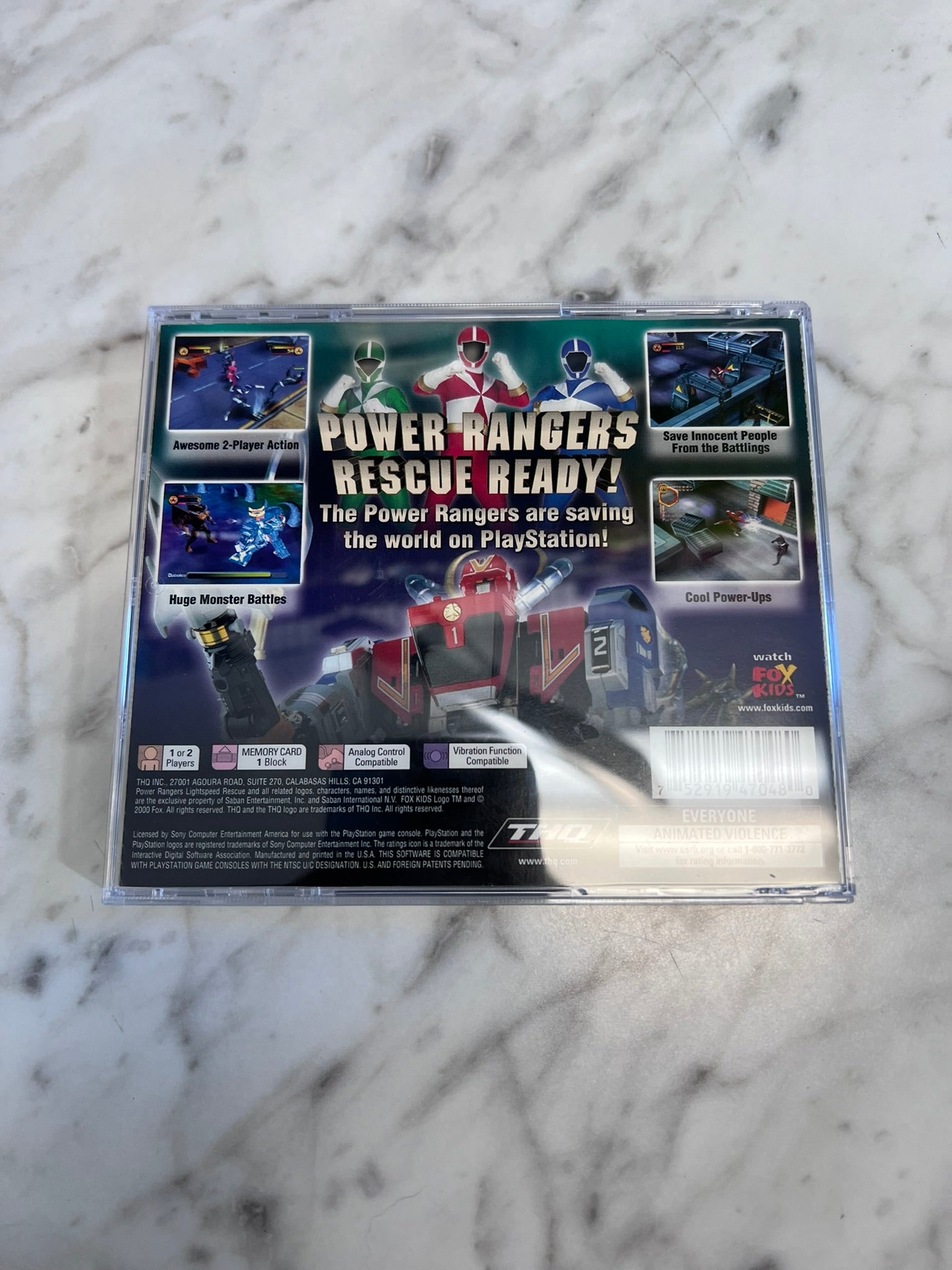 Power Rangers Lightspeed Rescue PS1 Playstation CASE REAR ART ONLY CO2 ...