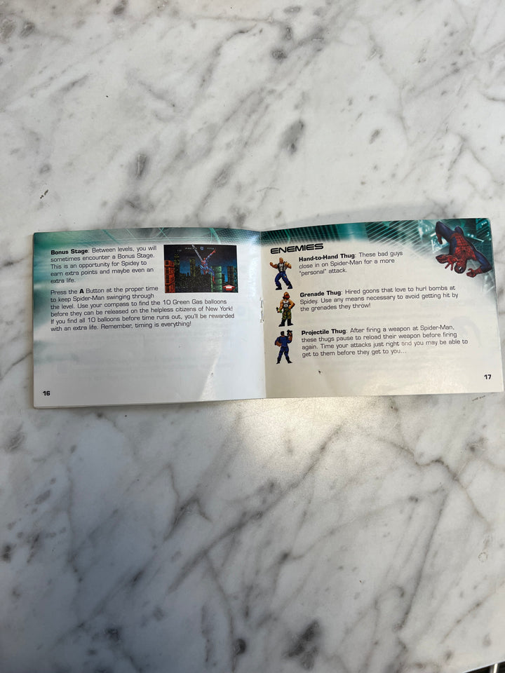 Spiderman Gameboy Advance GBA MANUAL ONLY MO92424