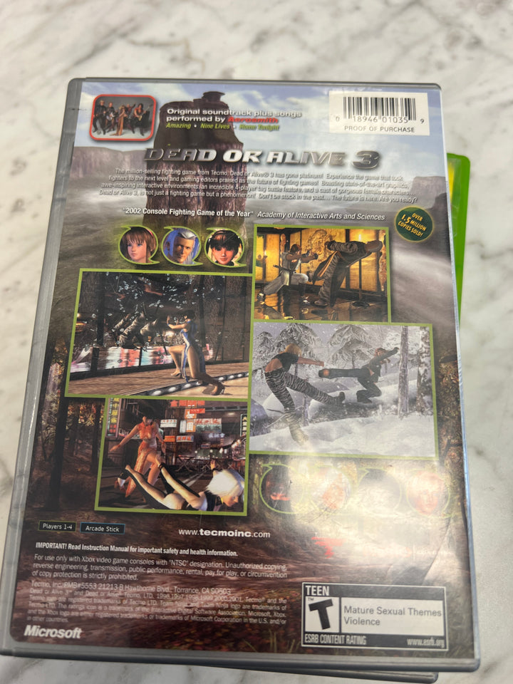 Dead or Alive 3 for Original Microsoft Xbox in case. Tested and Working.     UD11524