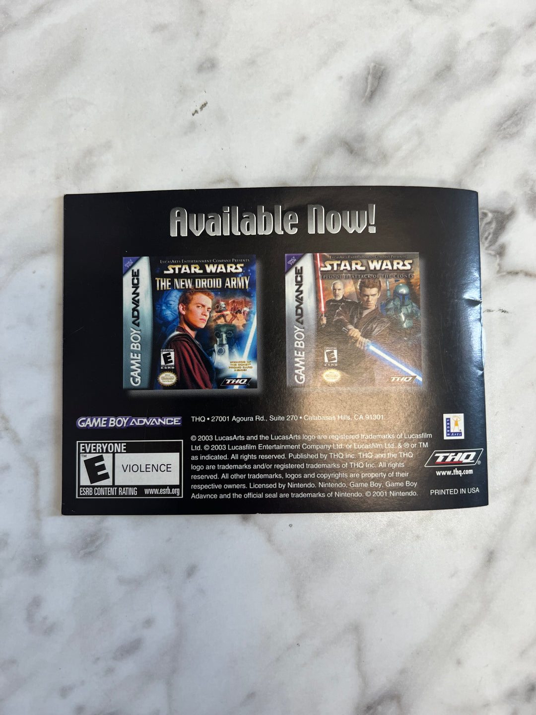 Star Wars Flight of the Falcon Gameboy Advance GBA MANUAL ONLY MO92424