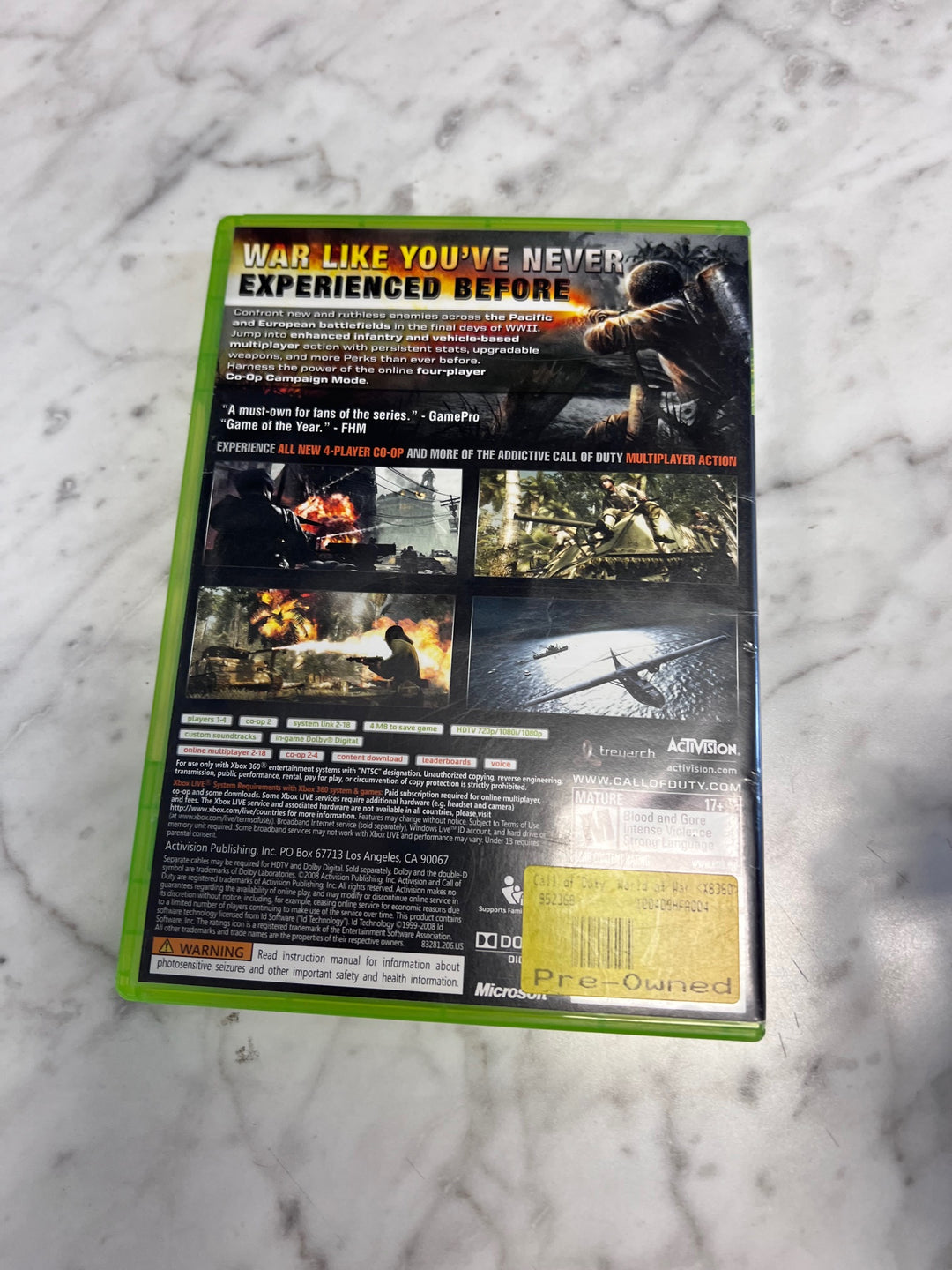 Call of Duty World at War Xbox 360 CASE & MANUAL ONLY NO GAME CO10925