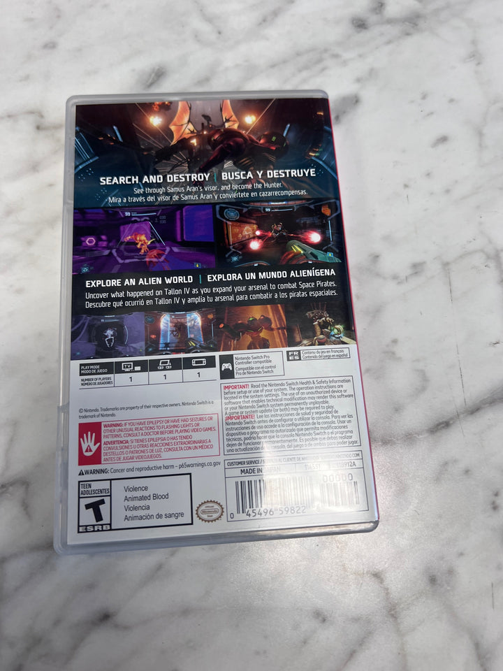 Metroid Prime Remastered Nintendo Switch CASE ONLY NO GAME CO10925