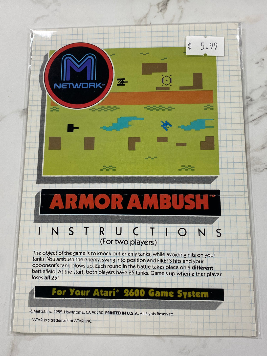Armor Ambush - Atari 2600 Manual Only MO61926