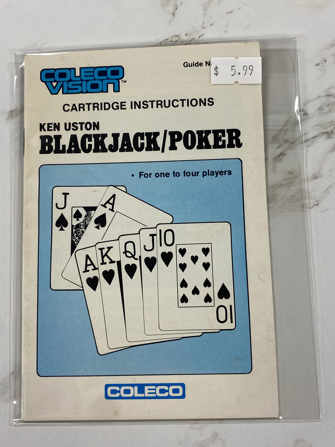 Ken Uston Blackjack-Poker - Colecovision Manual Only MO61926