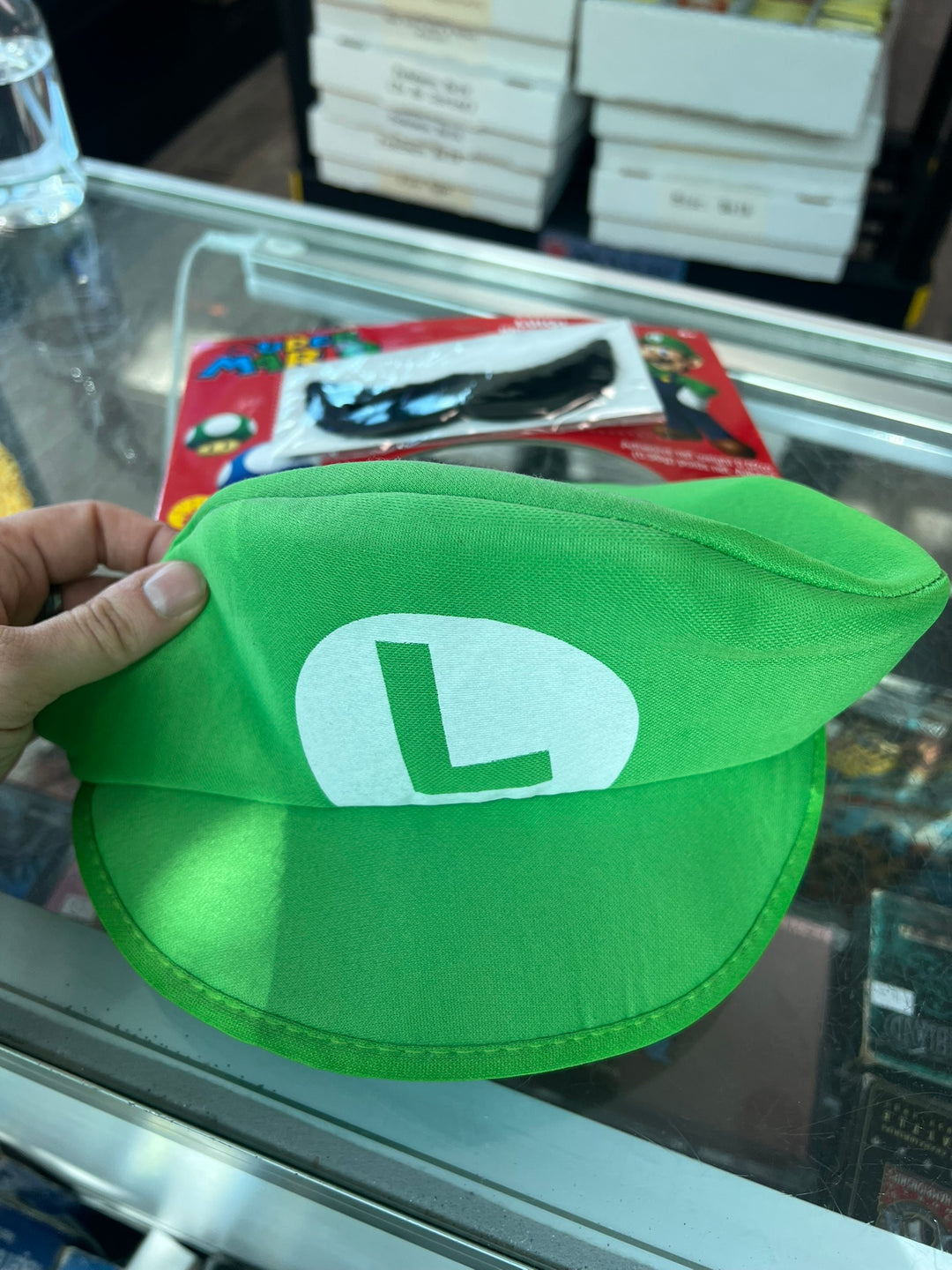 Super Mario Luigi Hat Moustache Deluxe Costume Kit Hat Cap & Mustache PL81826