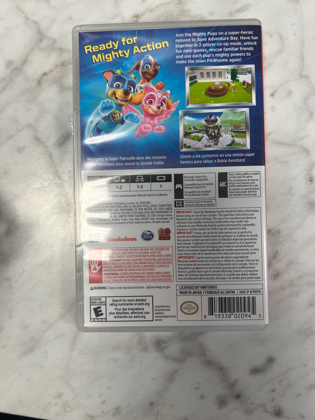 Paw Patrol Mighty Pups Save Adventure Bay! Nintendo Switch CASE ONLY CO92524