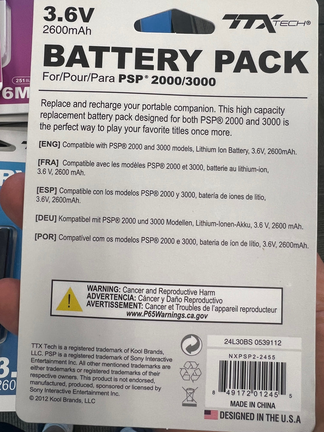 Replacement Battery Pack for PSP 2000/3000 Models TTX Tech NEW  NA42225