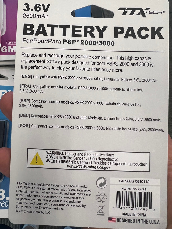 Replacement Battery Pack for PSP 2000/3000 Models TTX Tech NEW  NA42225