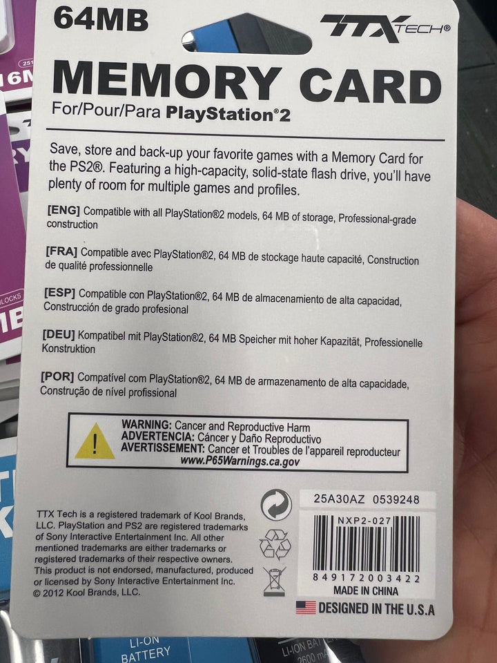 64MB Memory Card for PS2 Playstation 2 TTX Tech NEW  NA42225