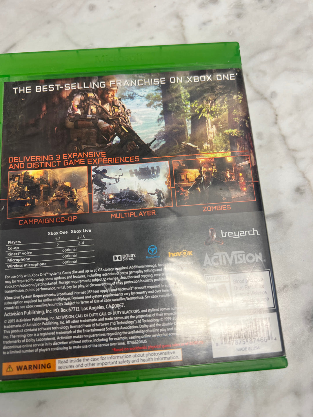 Call of Duty Black Ops III 3 for Xbox One in case. Tested and Working.     DO61224