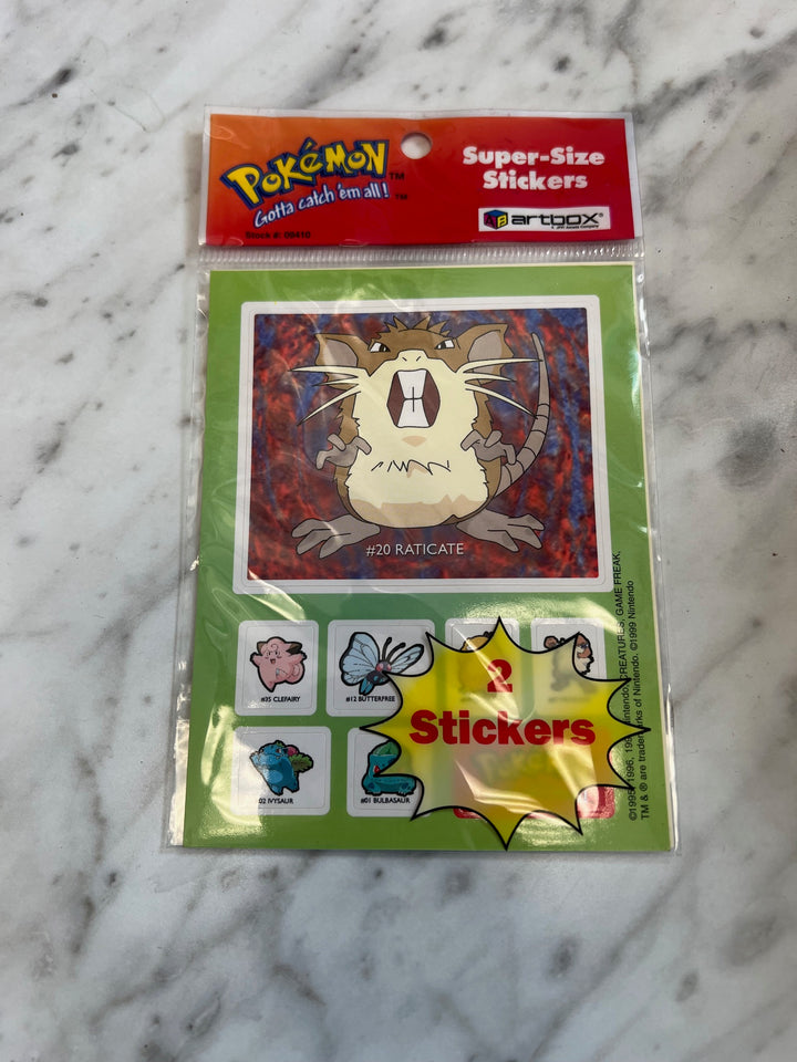 New Vintage 1998 POKEMON ARTBOX Raticate STICKERS  NT42225
