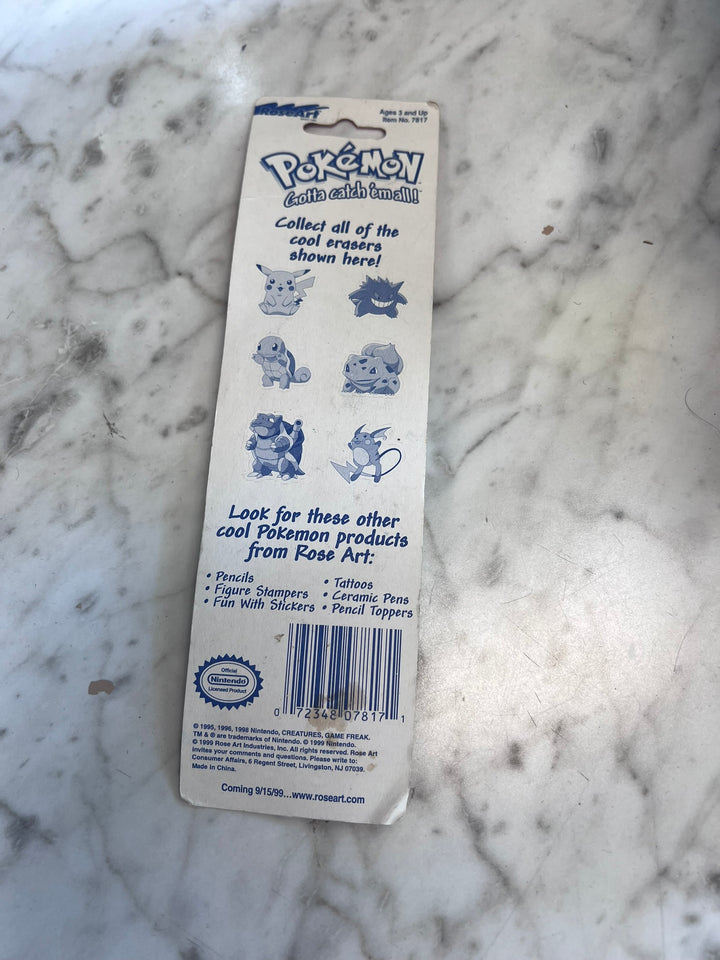 Pokemon Pencil Erasers 3-Pack Pikachu Gengar Blastoise 1999 NEW NT21626