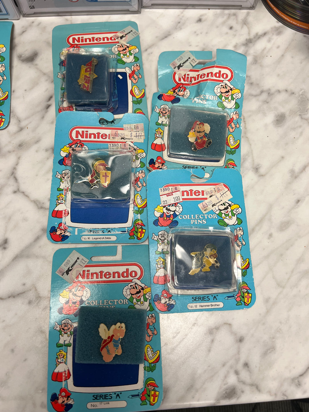 Nintendo Collector Pins Series "A" LOT OF 11 (6 sealed 5 opened)