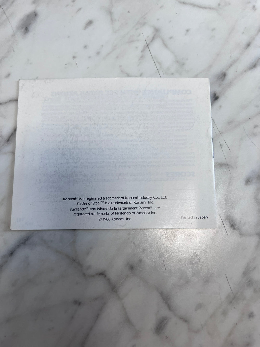 Blades of Steel Original Nintendo NES MANUAL ONLY MO21726