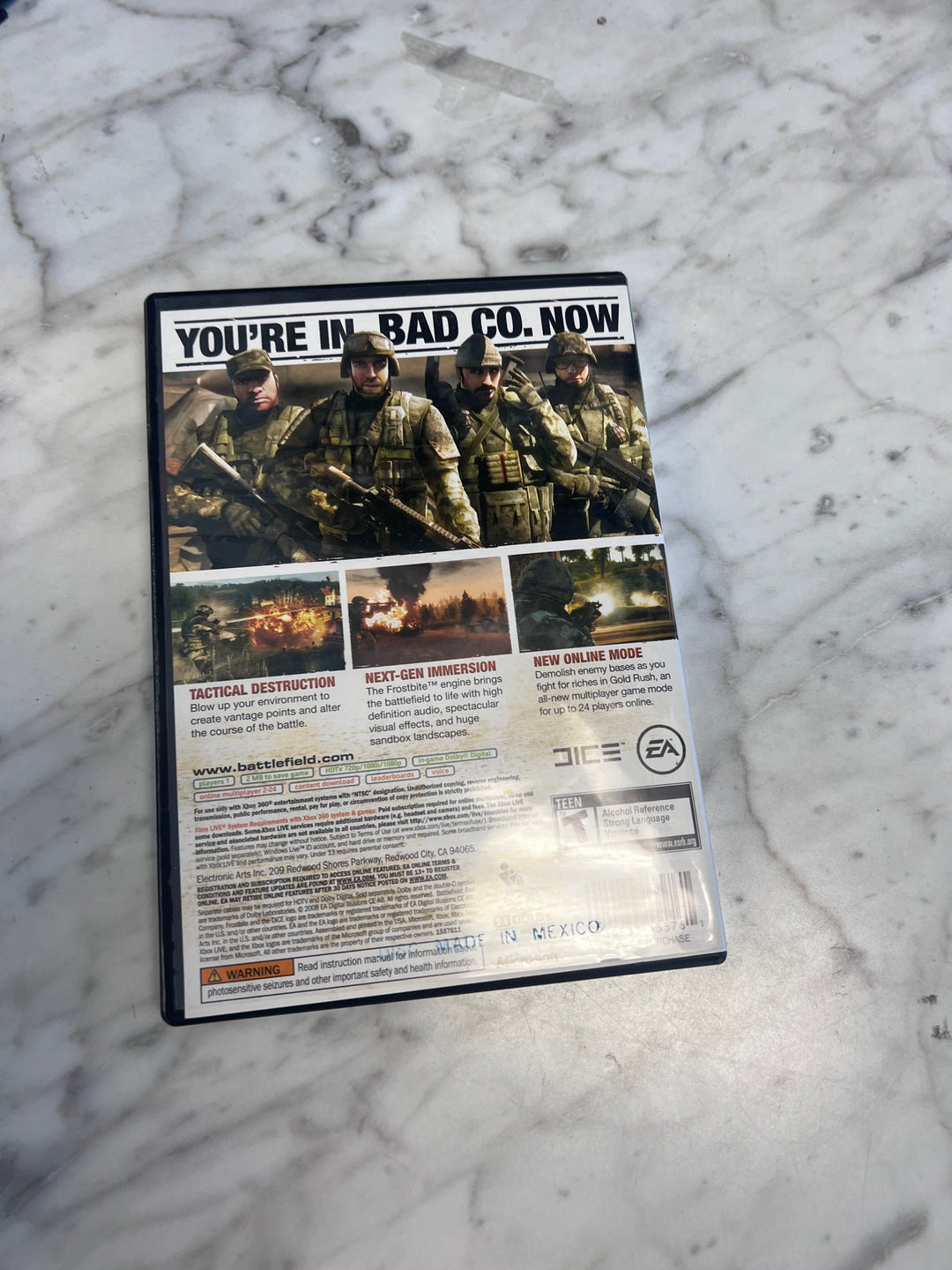 Battlefield Bad Company Xbox 360 CASE ONLY NO GAME   CO101025