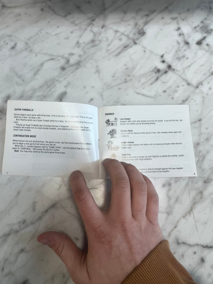 Karnov Original Nintendo NES MANUAL ONLY MO21926