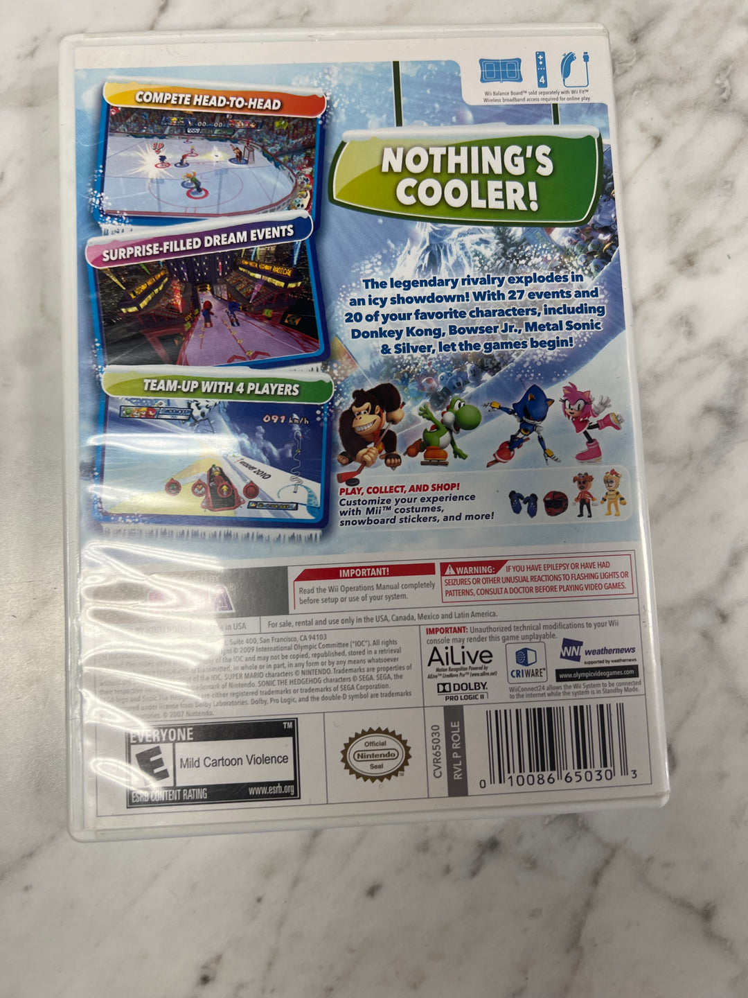 Mario & Sonic at the Olympic Winter Games Nintendo Wii Case and manual ONLY CO92524