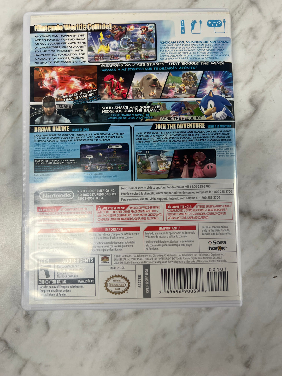 Super Smash Bros Brawl Nintendo Wii Case ONLY CO92524