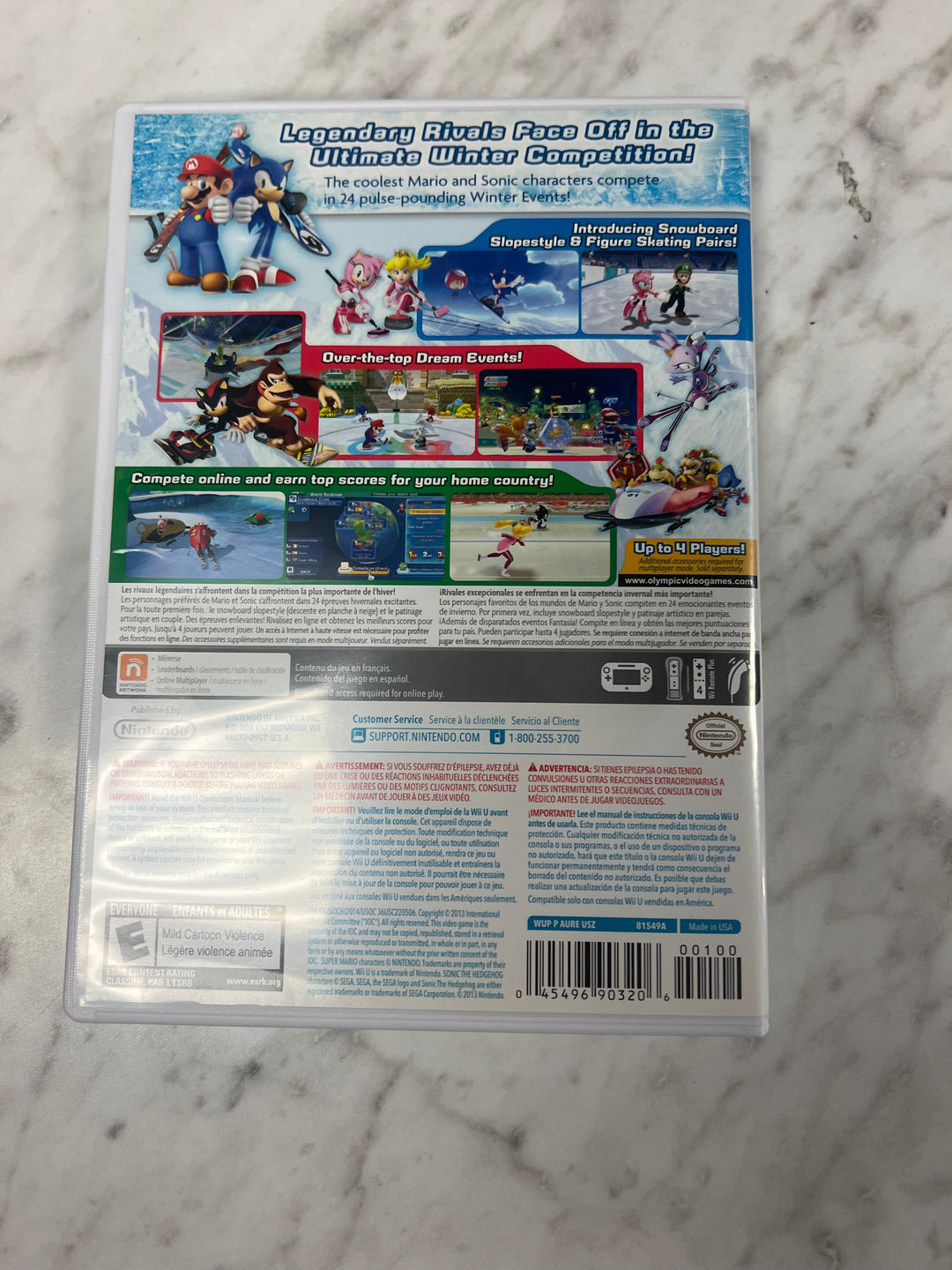 Mario & Sonic at the Sochi 2014 Olympic Winter Games Nintendo Wii U Case ONLY CO92524