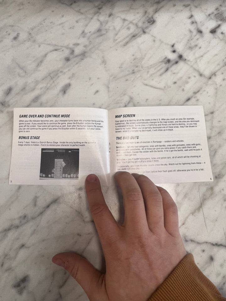 Rampage Original Nintendo NES MANUAL ONLY MO21926