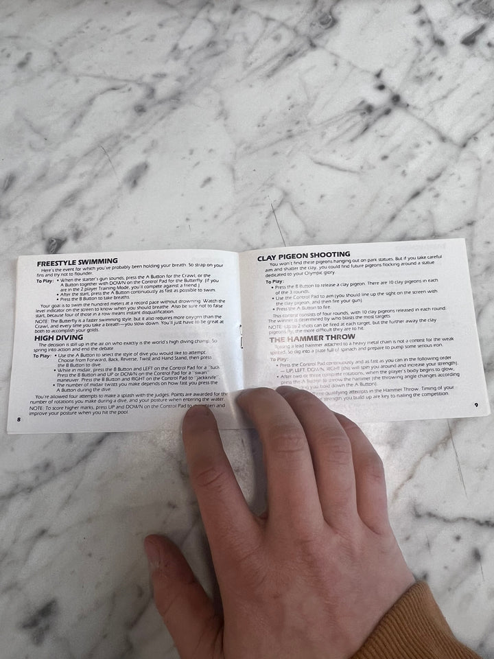 Track & Field II Original Nintendo NES MANUAL ONLY MO21926