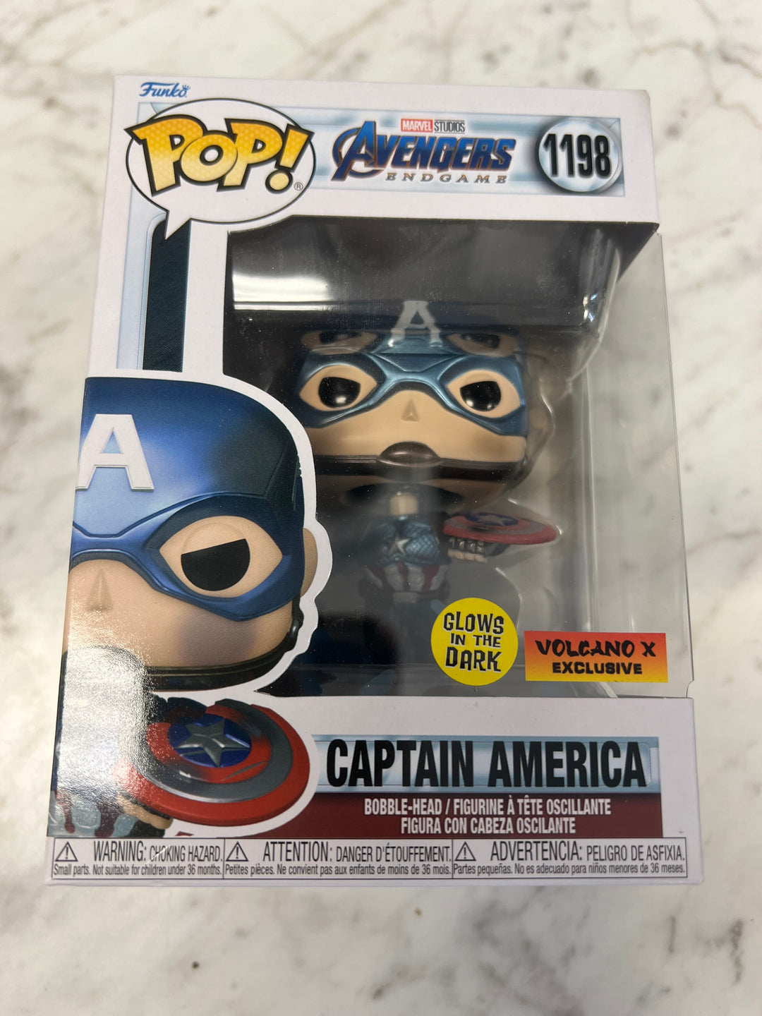 Funko Pop! Captain America #1198 Glow GITD Volcano X Exclusive Avengers Endgame FP1231