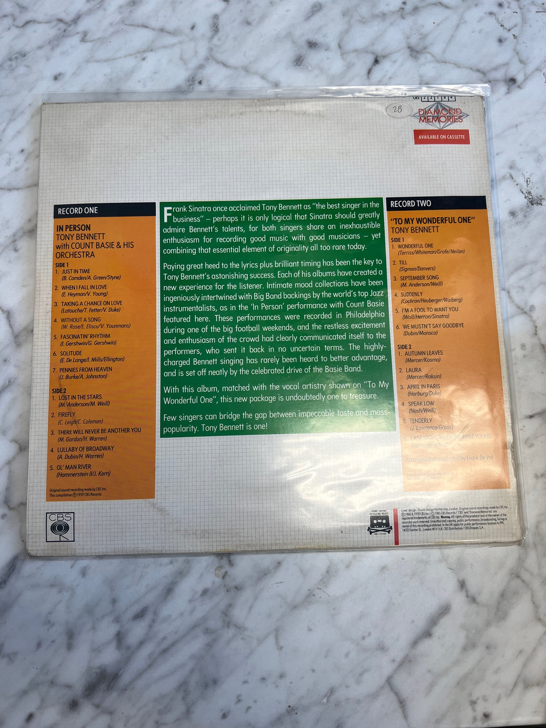 Tony Bennett - In Person / To My Wonderful One (NM) Condition Vinyl Record  VR42425