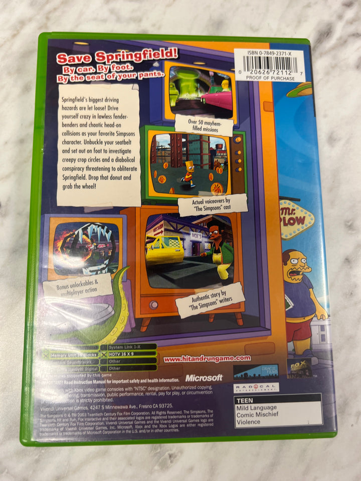 The Simpsons Hit and Run for Original Microsoft Xbox Case and manual ONLY CO92524