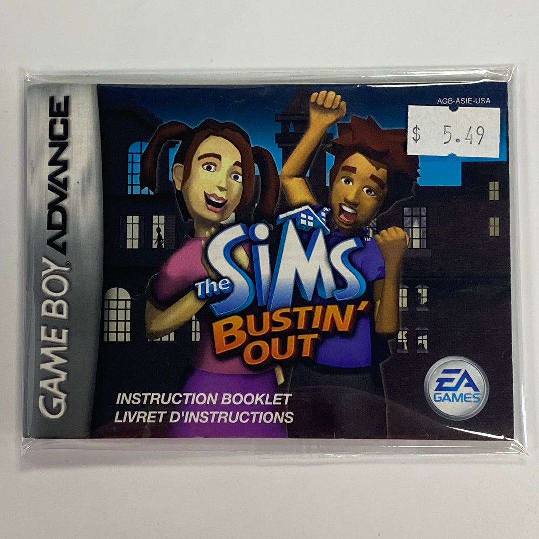 The Sims Bustin Out AGB-ASIE-USA - GameBoy Advance GBA Manual ONLY MO7126