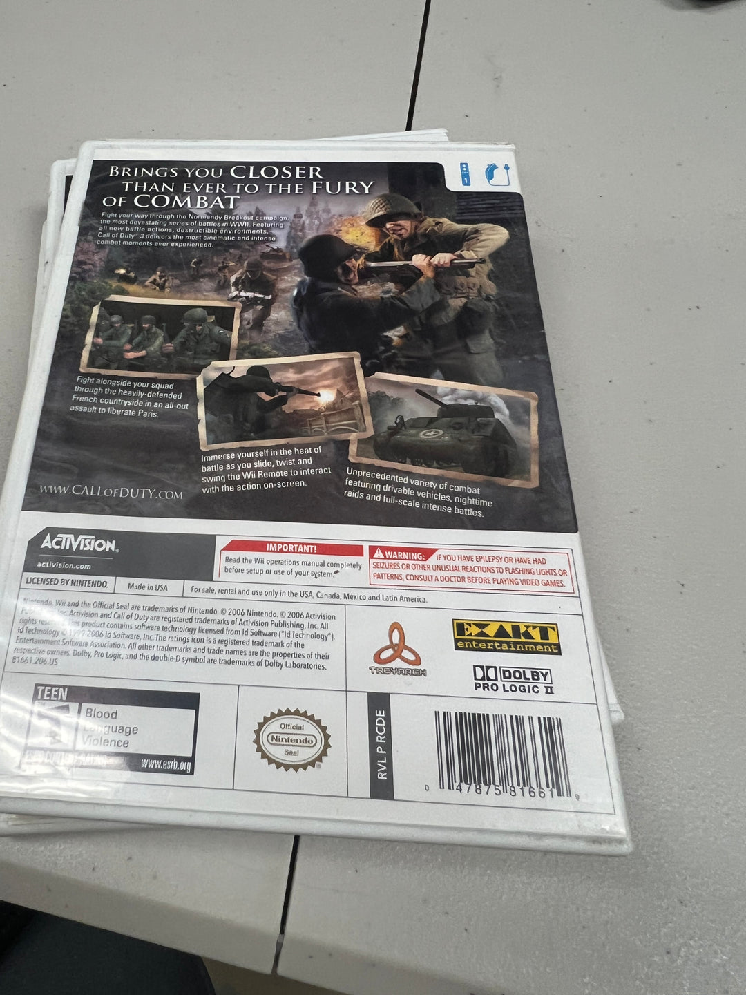 Call of Duty 3 for Nintendo Wii in case!               UD92024