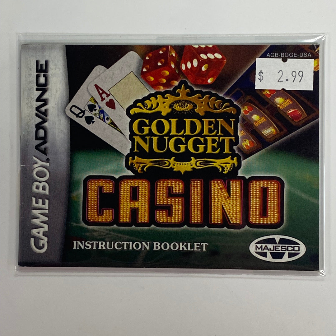 Golden Nugget Casino AGB-BGGE-USA - GameBoy Advance GBA Manual ONLY MO7126