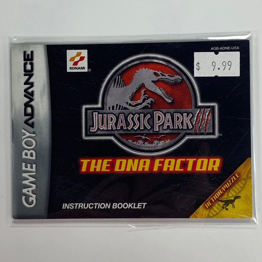 Jurassic Park III (3) DNA Factor AGB-ADNE-USA - GameBoy Advance GBA Manual ONLY MO7126