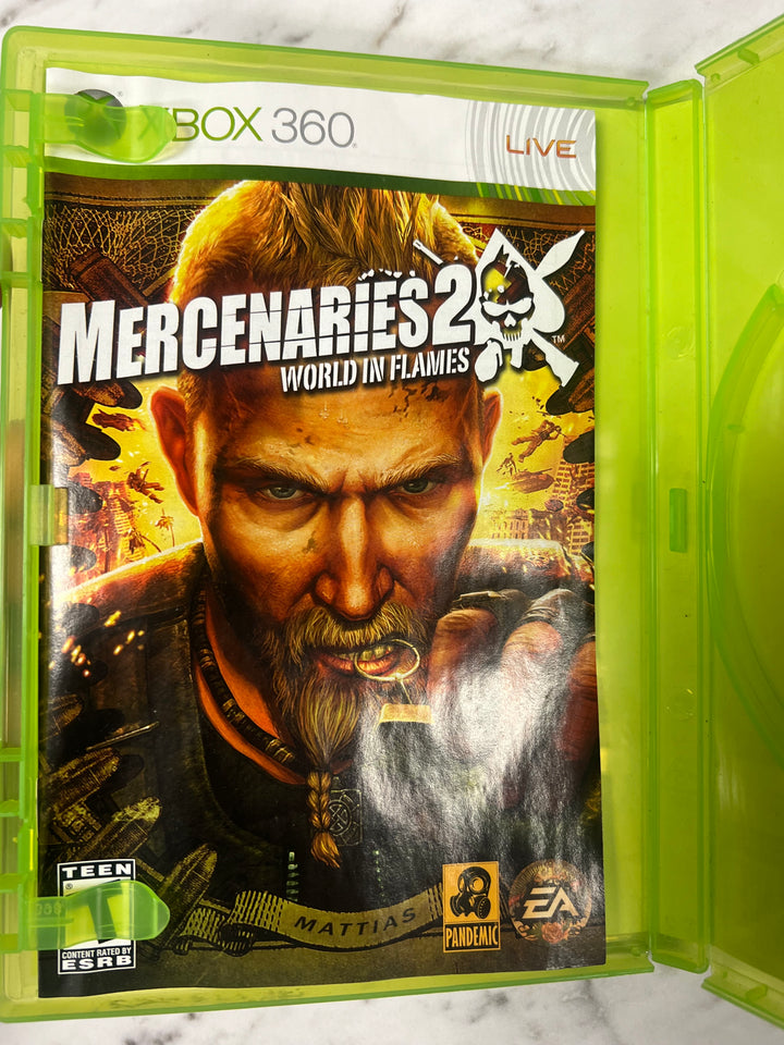 Mercenaries 2 World In Flames Microsoft Xbox 360 Case and manual ONLY CO92524