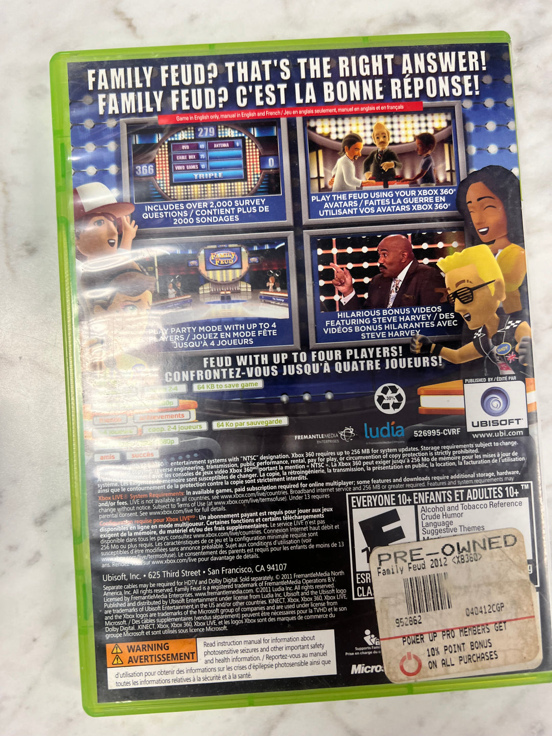 Family Feud 2012 Edition Microsoft Xbox 360 Case and manual ONLY CO92524