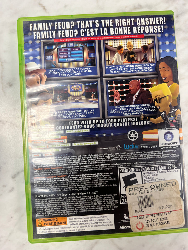 Family Feud 2012 Edition Microsoft Xbox 360 Case and manual ONLY CO92524