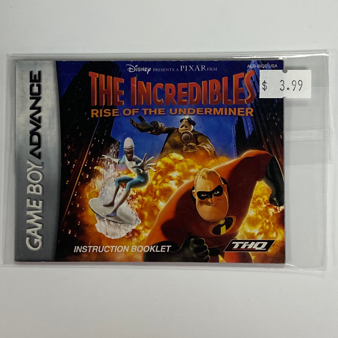 The Incredibles Rise of the Underminer AGB-BIQE-USA - GameBoy Advance GBA Manual ONLY MO7126