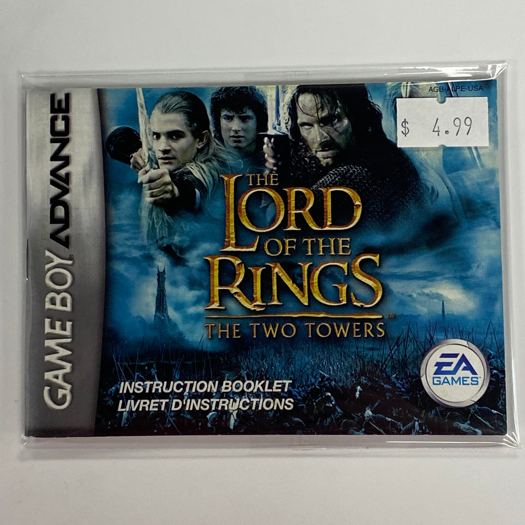 Lord of the Rings Two Towers AGB-ALPE-USA - GameBoy Advance GBA Manual ONLY MO7126