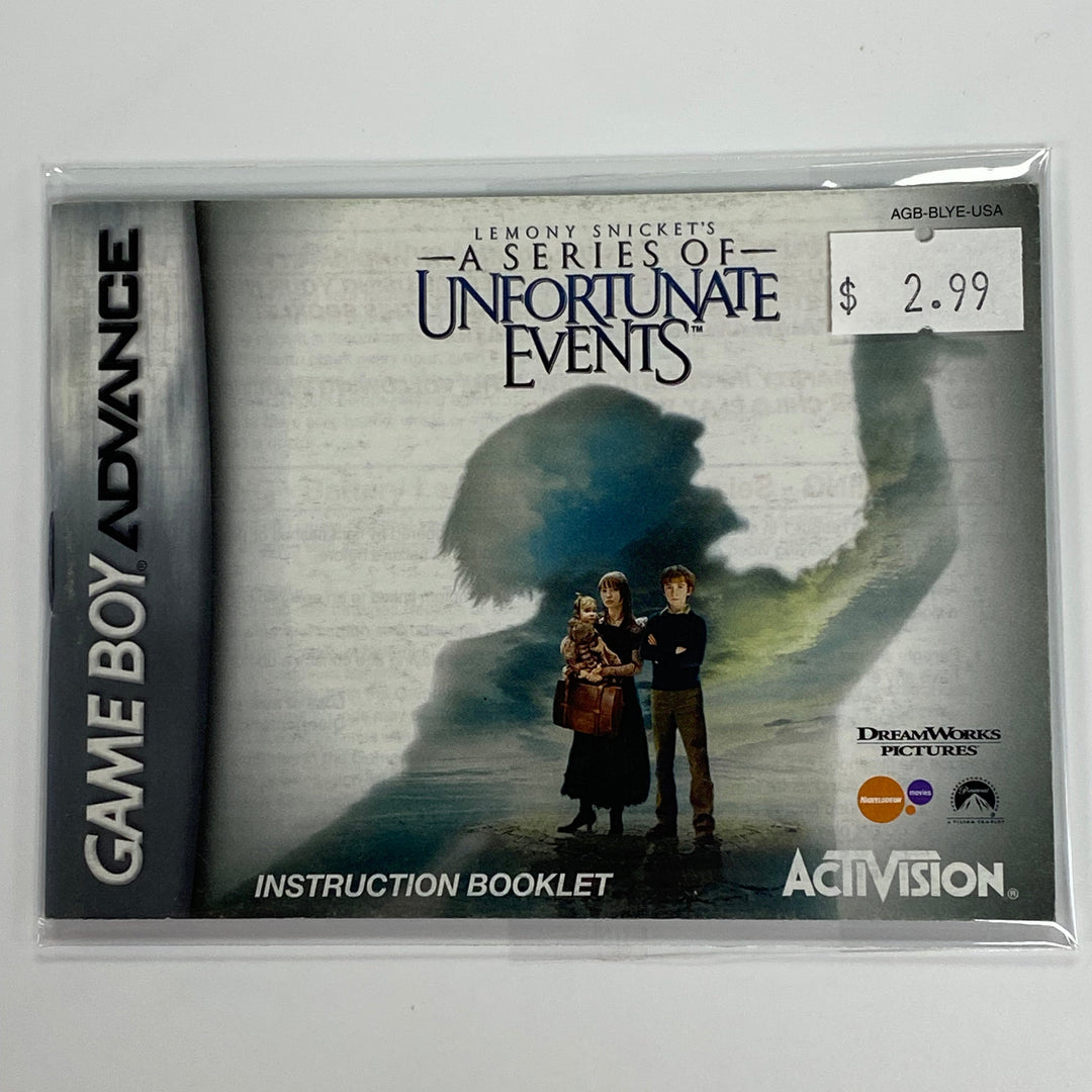 Lemony Snicket's A Series of Unfortunate Events AGB-BLYE-USA - GameBoy Advance GBA Manual ONLY MO7126
