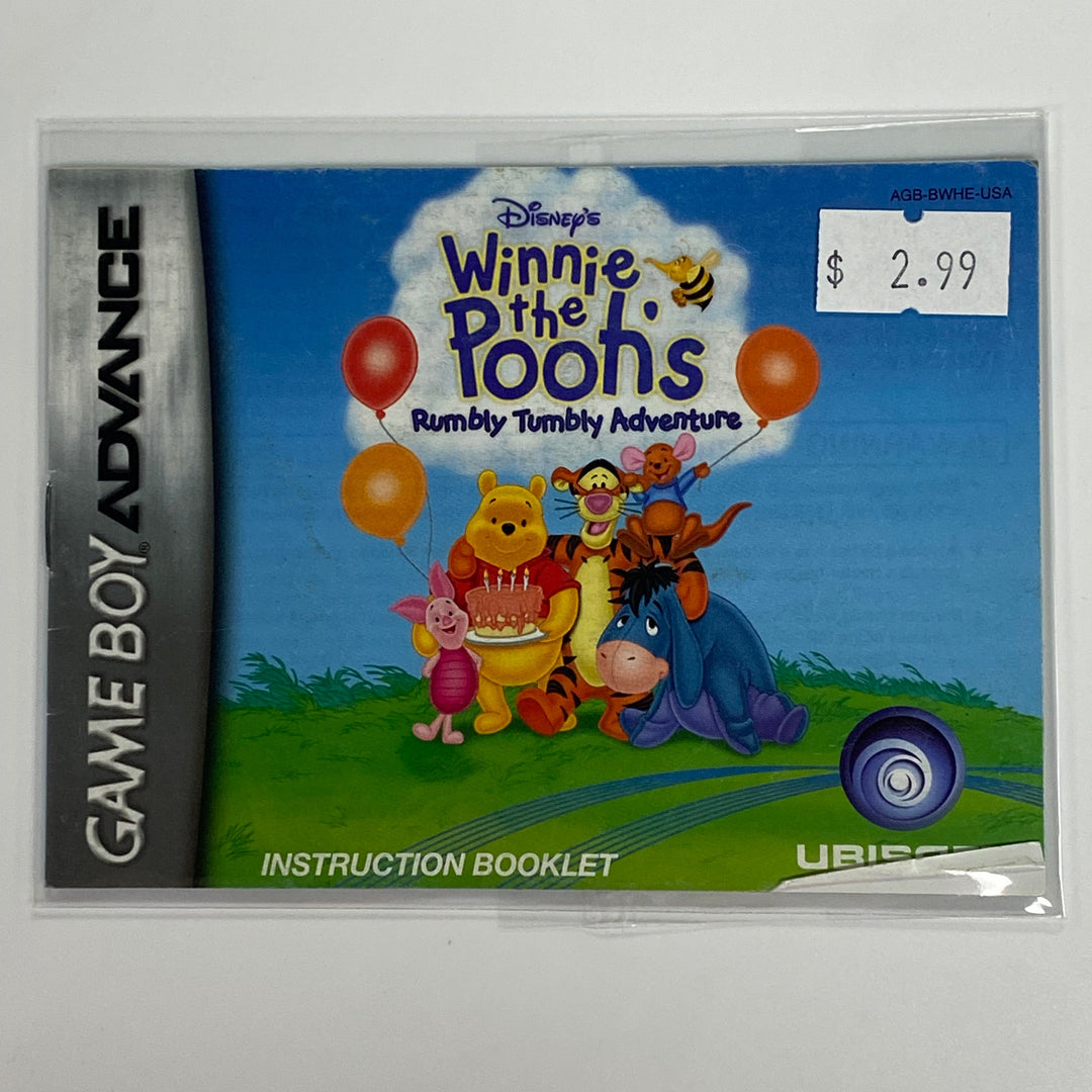Winnie the Pooh Rumbly Tumbly Adventure AGB-BWHE-USA - GameBoy Advance GBA Manual ONLY MO7126