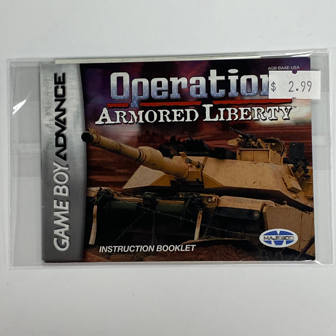 Operation Armored Liberty AGB-BAAE-USA - GameBoy Advance GBA Manual ONLY MO7126