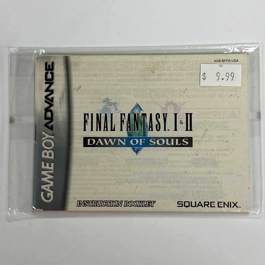 Final Fantasy I & II Dawn of Souls AGB-BFFE-USA - GameBoy Advance GBA Manual ONLY MO7126