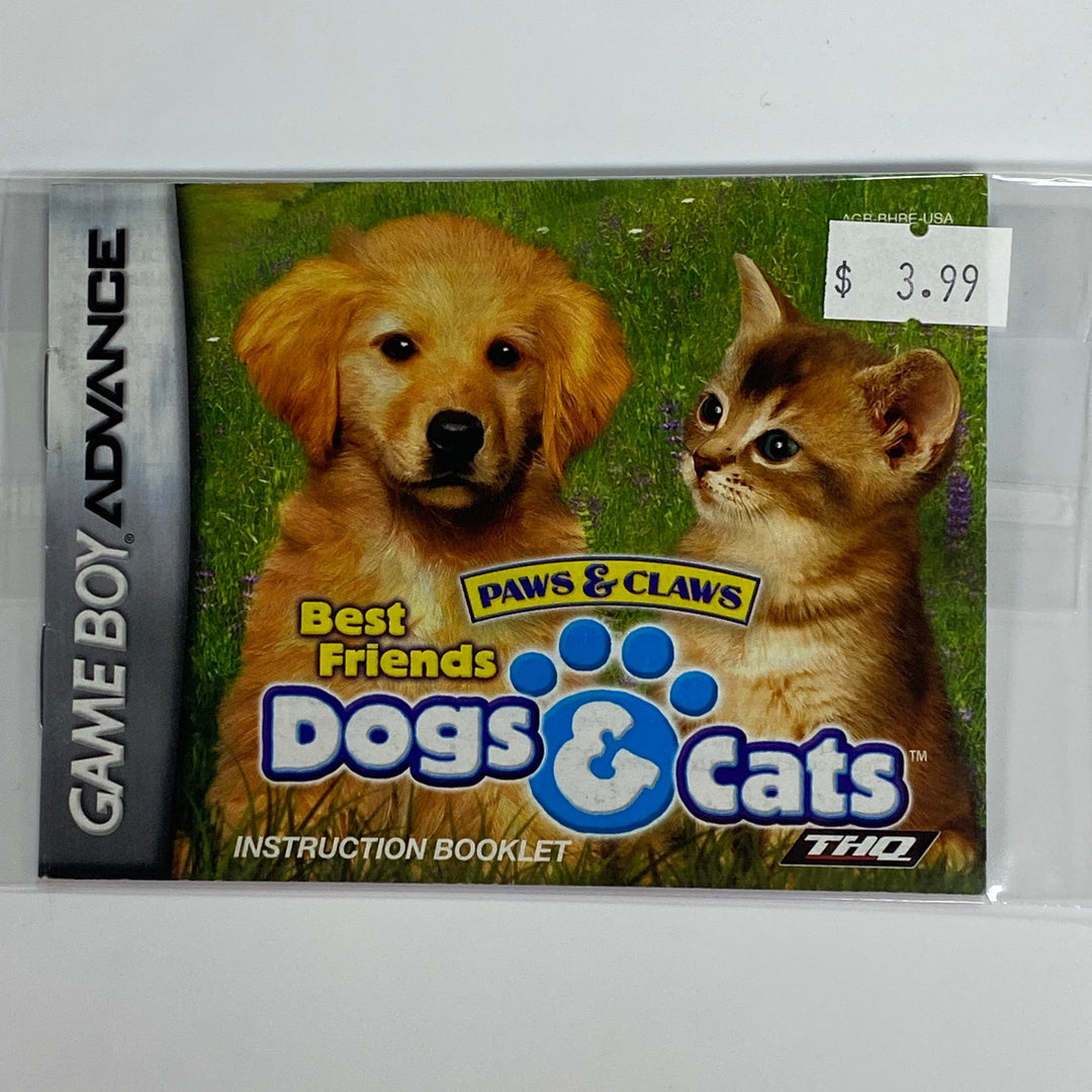 Paws and Claws Dogs and Cats Best Friends AGB-BHBE-USA - GameBoy Advance GBA Manual ONLY MO7126