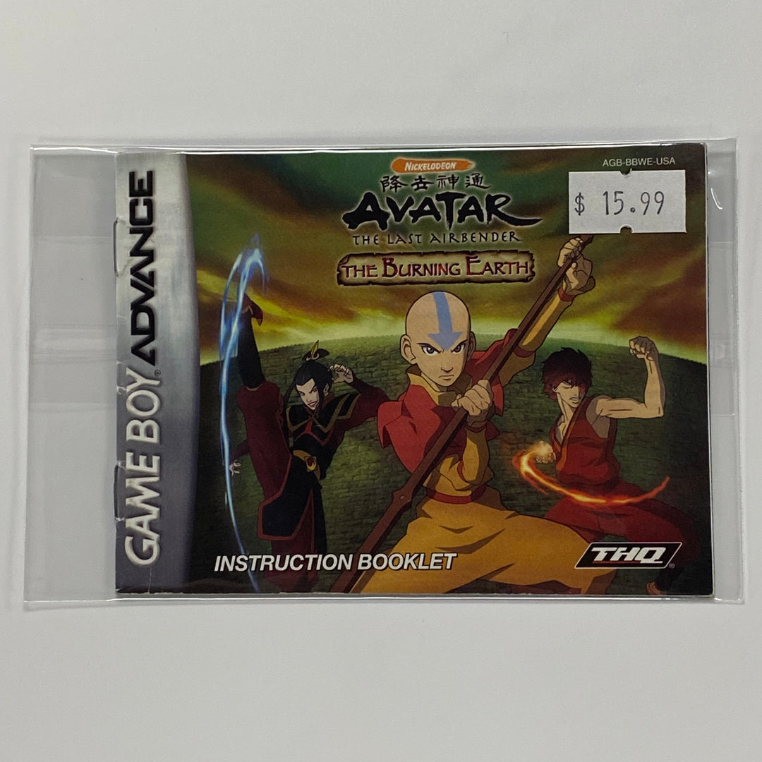 Avatar The Burning Earth AGB-BBWE-USA - GameBoy Advance GBA Manual ONLY MO7226