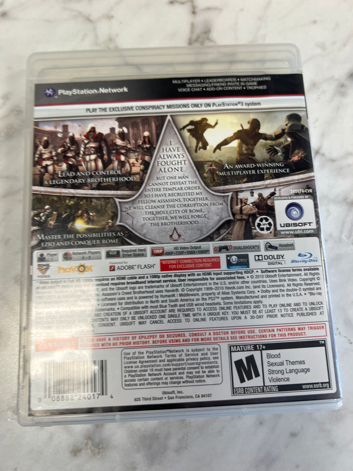 Assassin's Creed Brotherhood for Sony Playstation 3 PS3 in case. Tested and Working.     DO61224